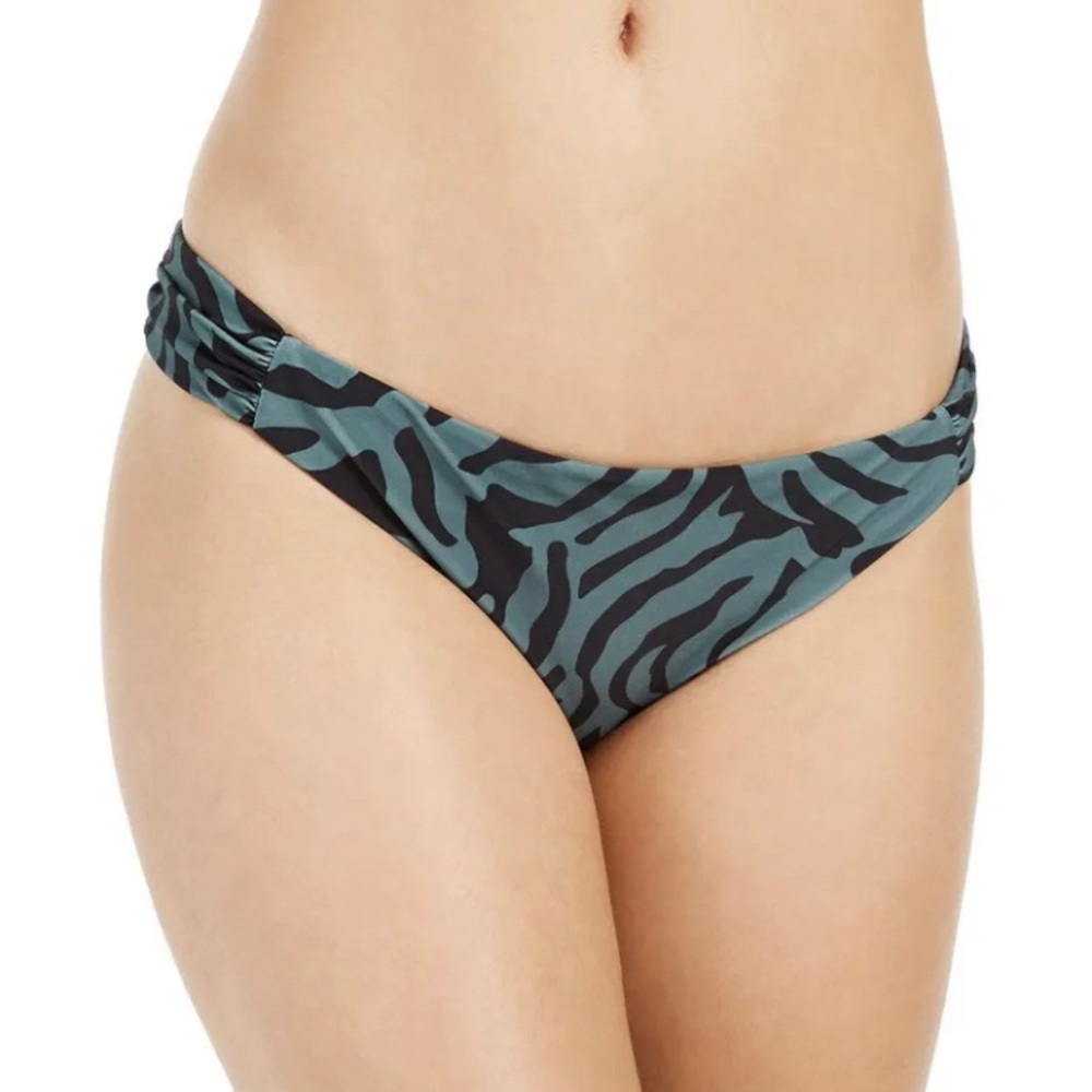 BAR III‎ Women's Small Black Green Zebra Hipster Bikini Bottom NWT 4863